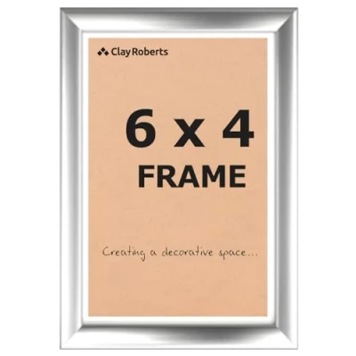 Image of Clay Roberts Photo Picture Frame 6 x 4, Silver, Freestanding and Wall Mountable, 10 15 cm, 6x4 Frames, Silver Frame, 4x6 Frames