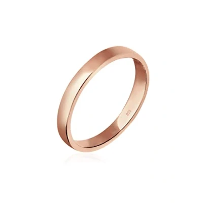 Image of Elli Women&#039;s 925 Sterling Silver Rose Gold Plated Xilion Cut Basic Ring, Size N