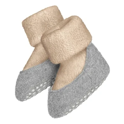 Image of FALKE Unisex Baby Cosyshoe B HP Wool Grips On Sole 1 Pair Grip socks, Beige (Sand Melange 4651), 3 9 months