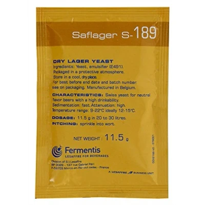 Image of Fermentis Brewing Yeast Saflager S 189 11.5 Gram Sachet Of Dry Lager