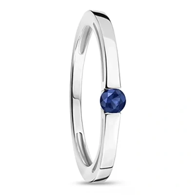 Image of Orovi Gemstone Engagement Rings for Women, Tension Mount Ring Solitaire in 9ct White Gold with Sapphire Gem 0.13 carat, Solid Ring, Wedding Comes Jewellery box