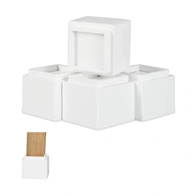 Image of Relaxdays Furniture Riser Set Of 4, 8.5 cm Rise, Table, Chairs, Beds, Elephant Feet, 10x11.5x11.5 cm, White, bamboo