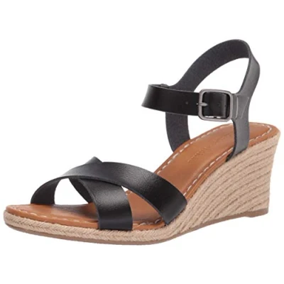 Image of Amazon Essentials Women&#039;s Espadrille Wedge Sandal, Black, 8 UK