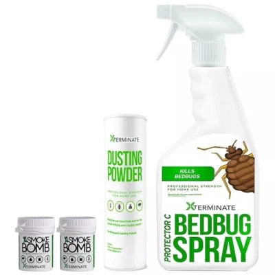 Image of Xterminate Bed Bug Killer Spray, Powder &amp; Smoke Foggers Kit Treatment for Your Home/Bedroom/Living Rooms Spray On Mattresses, Wardrobes, Furniture More