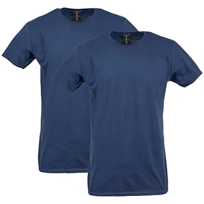 Image of Gildan Men&#039;s Fitted Cotton T Shirt, 2 Pack, Navy, S