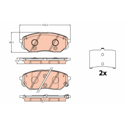 Image of 58101C5A00 Brake pad set TRW GDB2195 with acoustic wear warning accessories KIA: SORENTO 3