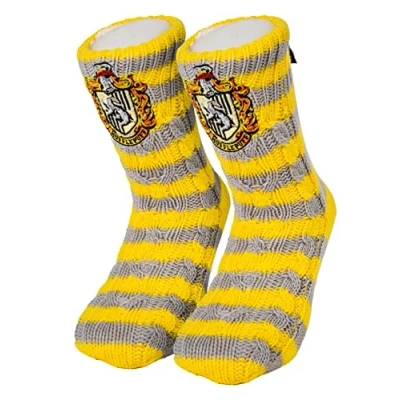 Image of Merchoid Harry Potter Hufflepuff Slipper Socks Faux Fur lined, non slip, warm &amp; comfy Hogwarts House