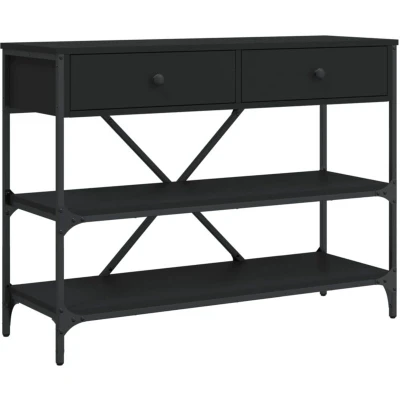 Image of vidaXL Console Table with Drawers and Shelves Black Engineered Wood