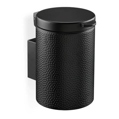 Image of Relaxdays Wall Mounted Cosmetic Bin, 3 Litres, Soft Close Mechanism, Inner Metal, Round Bathroom Black