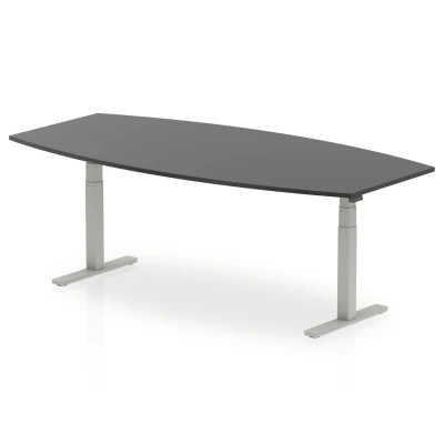 Image of High Gloss 2400mm Writable Boardroom Table Black Top Silver Leg