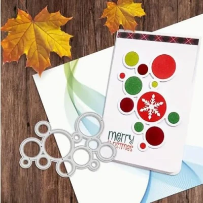 Image of Christmas Bubbles Dot Metal Die Cuts,Merry Cutting Dies Cut Stencils DIY Scrapbooking Decorative Embossing Paper Party Wedding Card Making