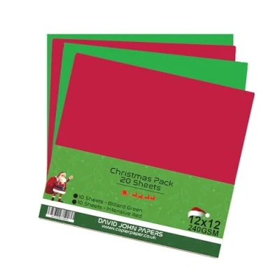 Image of DJP 12 x Christmas Red &amp; Green Blank Cardstock 240gsm 20 Sheets (10 Each Colour)