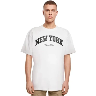 Image of Upscale by Mister Tee NEW YORK College Print Tshirt, Men&#039;s, Size: Large, White