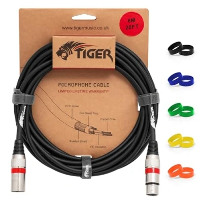 Image of TIGER MIC4 06 Microphone Cable XLR m to f 6 Metres