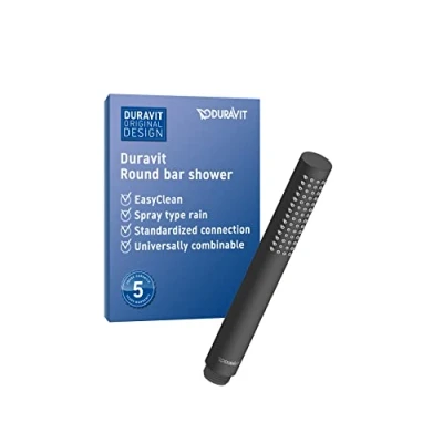 Image of Duravit Univeral Shower Head, Handheld Head with Jet Type Rain, Round, Easy to Clean, Black Matt