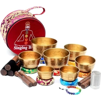 Image of Hand Beaten Singing bowl set 7 Chakra Healing of Tibetan from Nepal