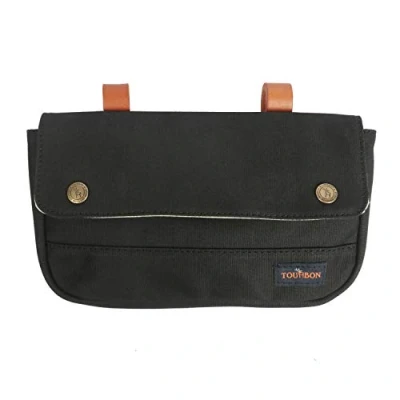 Image of TOURBON Waterproof Canvas Bike Panniers Bicycle Pouch Handlebar Bag (Black)