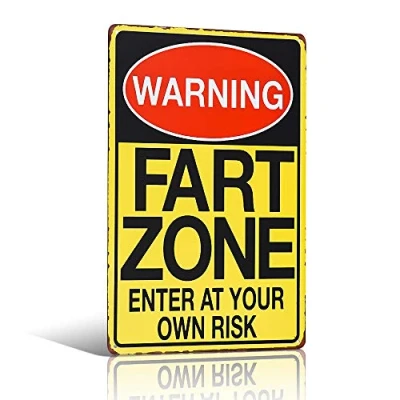 Image of Yunuo WARNING FART ZONE ENTER AT YOUR OWN RISK Vintage Tin Sign