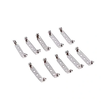 Image of 50 Pieces Brooch Pins, Silver Bar Back Clasp Secure Pin, Safety Pins with Holes for Jewellery Making, Crafts, Wedding decor Badges(32mm)