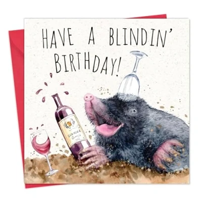 Image of Twizler Funny Birthday Card Party Mole for Men or Women Happy Him Her Animal Humour Blank Inside