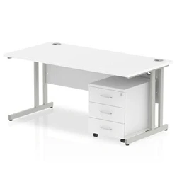 Image of Impulse 1600 Straight Cantilever Workstation with Three drawer mobile