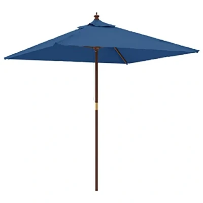 Image of vidaXL Garden Parasol in Azure Blue UV Protective, Anti Fade Polyester Cover Strong Hardwood Pole and Durable Ribs Single Pulley System for Easy Operation