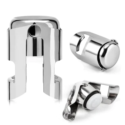 Image of Stainless Steel Bottle Stoppers for Prosecco and Wine Champagne Stopper Premium, Durable Leak Proof Airtight Seal Sparkling Bottles