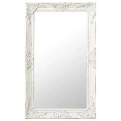 Image of vidaXL Wall Mirror Baroque Style, Elegant White Wooden Frame, Versatile for Any Room, Stylish Decorative Design, 50x80 cm