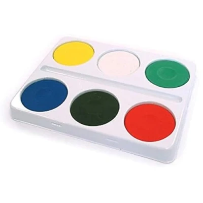 Image of Lexicon Select 6 Watercolour Blocks &amp; Palette for Kids with Brush Holder and Colour Mixing Chart School Craft Paint