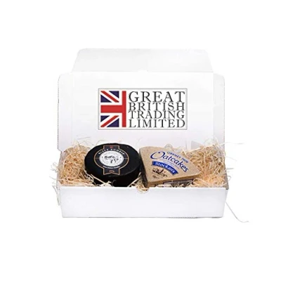 Image of Snowdonia Black Bomber Extra Mature Cheddar Cheese Gift Hamper 200g with Stockan&#039;s Thin Orkney Oatcakes Crackers for Baskets Board Set