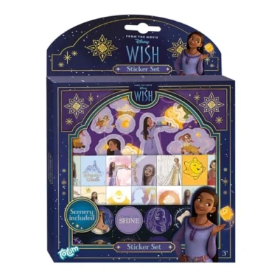 Image of Totum Disney Wish Sticker Set, 3 Pages and Scenery Board, for Creativity, Scrapbooking or Decorating. Suits Ages Years +