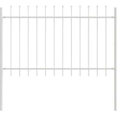 Image of vidaXL Garden Fence with Spear Top White 1,7x1 m Steel