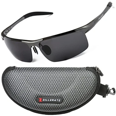 Image of ZILLERATE Polarised Sunglasses For Men Mens Womens Polarized Sports Sun Glasses, Fishing Driving Running Cycling Sailing Skiing Golf, UV400 Protection Safety Lenses, Wrap Around Men&#039;s Shades, Yellow