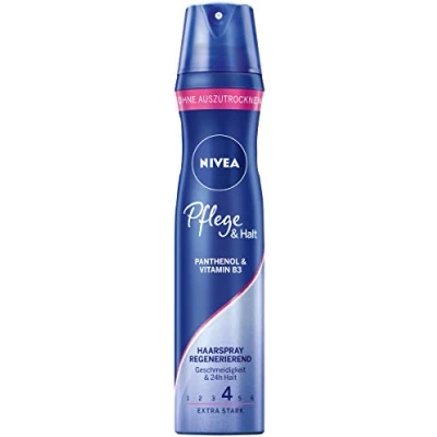 Image of NIVEA Care &amp; Halt Hair Spray Extra Strong (250 ml), Nourishing Styling with UV Protection, Panthenol Vitamin B3, Varnish for Flexible 24 Hours Hold (Holding Level 4)