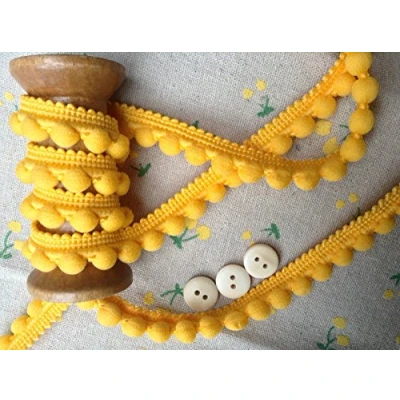 Image of Pearl POM BOBBLE TRIM PomPoms *Size MINI 10mm (0.4&quot;) *1m 26 colours (per meter) (Orange)