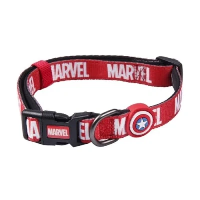 Image of Cerdá for Fan Pets Dog Collar with Marvel Motifs Printed Made of 100% Polyester, Durable Fabric and Small Metal Pendant Officially Licensed by