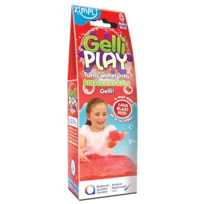 Image of Zimpli Kids Gelli Play Red, Magically turns Water into thick, colourful goo, Perfect Indoor &amp; Outdoor Sensory Toy, Pocket Money Toys, Ideal Goody Bag Filler, Certified Biodegradable