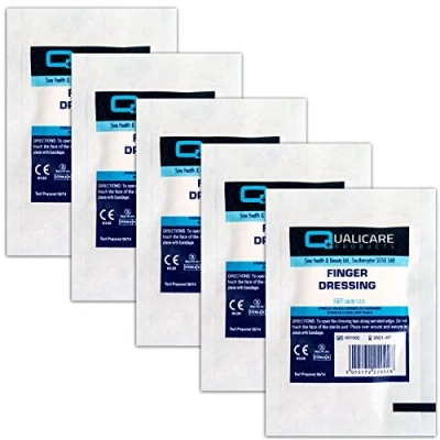 Image of 5X Sterile Finger Dressings + Bandages 3.5cm Square Pads