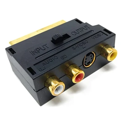 Image of DRUT Scart to 3 RCA Composite Phono &amp; SVHS S Video Adaptor with In Out Switch Converter Cable Lead Adapter