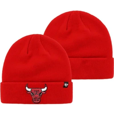 Image of 47 NBA Unisex Adult Primary Logo Cuffed Knit Team Color Beanie Hat Cold Weather Hat, One Size, Chicago Bulls Red, size