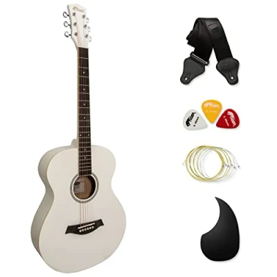 Image of Tiger White Acoustic Guitar for Beginners Now with 6 Months Free Lessons Included
