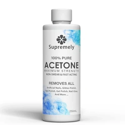 Image of Supremely 100% Pure Acetone Nail Polish Remover For UV/LED, Gel Soak Off, Acrylics, and Tips Removes All Types of Polish, Glue 500ml