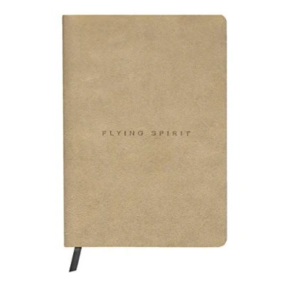Image of Clairefontaine 103943C A Flying Spirit thread stitched paperback notebook 180 ivory pages 14.8x21 cm 90 g DOT (small dots), aged lambskin leather cover, Beige
