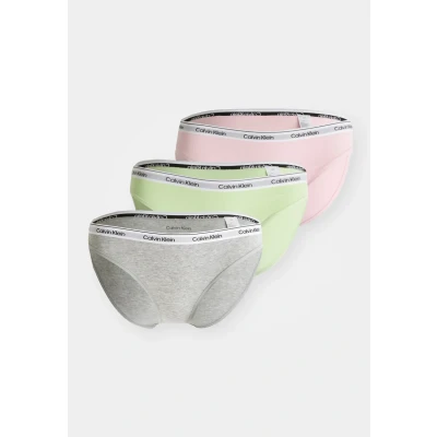 Image of Calvin Klein Underwear Bikini Modern LOGO 3 PACK Briefs, Women&#039;s, Size: XS, Highline green/buff pink/grey