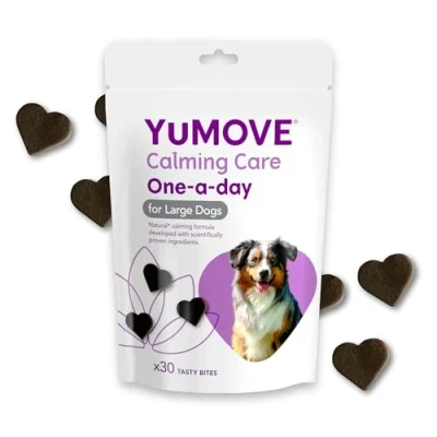 Image of YuMOVE Calming Care One A Day for Large Dogs Previously YuCALM Supplemnent who are Stressed or Nervous 30 Chews 1 Month Supply Packaging may vary