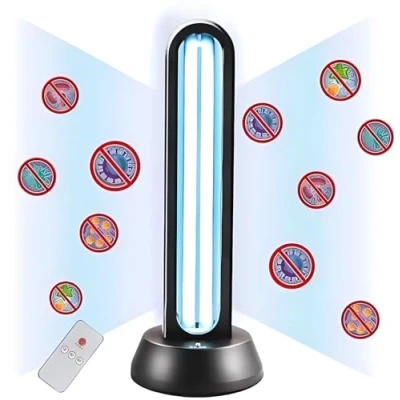 Image of ZKX UVC Germicidal UV lamp Remote Control Timer Radar Sensing Device Disinfection Sterilizer Cleans Air Ozone &amp; Free Kill Remover Mold Flu. Bacterial dust Mites Germ Light 38W(Remote+no Ozone)
