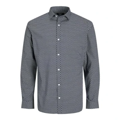Image of JACK &amp; JONES Men&#039;s Jprblablackpool Stretch Shirt LS Ss24 Sn, Night Sky/AOP: Slim fit, M