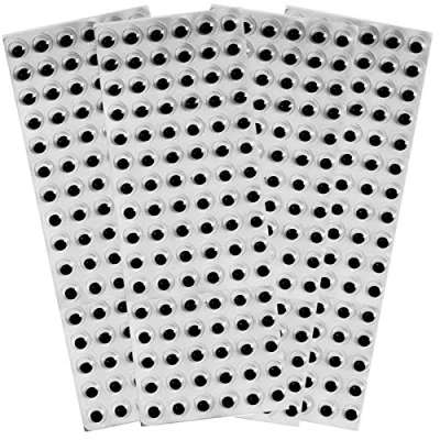 Image of 10mm Googly Wobbly Wiggly Wiggle Eyes Black Self Adhesive Peel and Stick 384 4 Sheets of 96 For Crafts Crafting Scrapbooking …