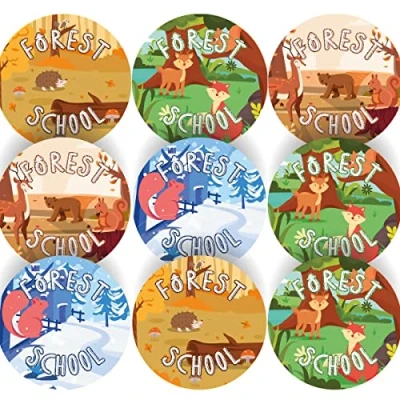Image of 144 Forest School Adventure Camping Stickers 30mm Glossy Reward for Scouts