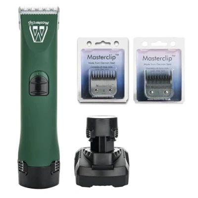 Image of Masterclip Tibetan Terrier Cordless Dog Clippers Rechargeable Professional Grooming Set with 3 x Premium A5 Blades (10, 4 &amp; Skip) Suitable for Dogs a Double Coat